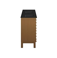 Swiss Madison 48 in. Brown Oak, Double Basin Bathroom Vanity With Black Ceramic Sink Top