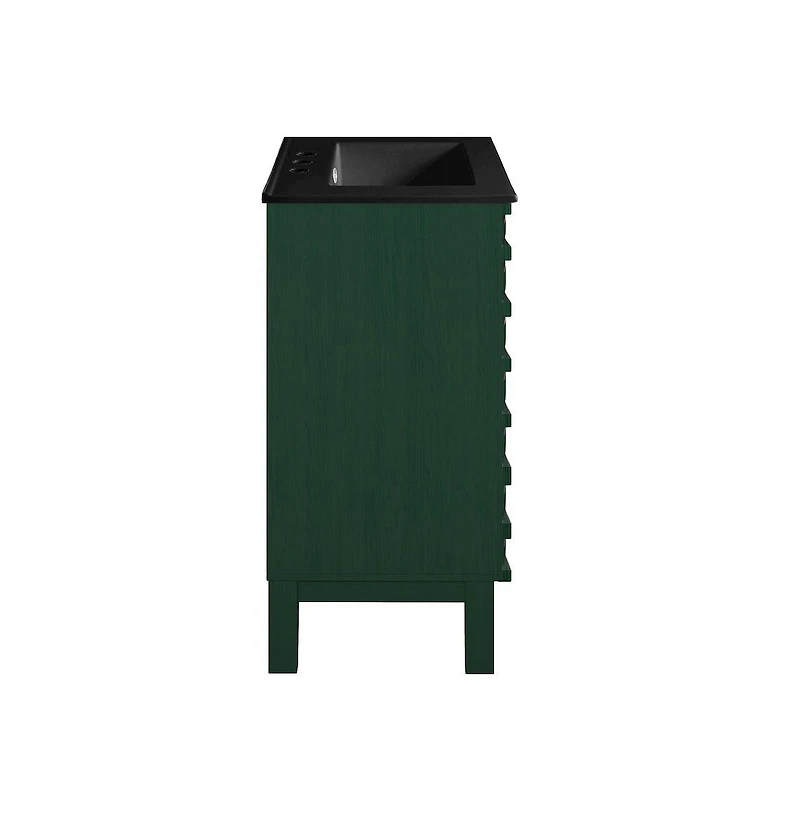 Swiss Madison24" Freestanding Bathroom Vanity in Green Oak, Black 3-Hole Centerset Sink Top