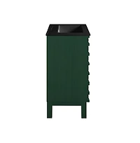 Swiss Madison24" Freestanding Bathroom Vanity in Green Oak, Black 3-Hole Centerset Sink Top