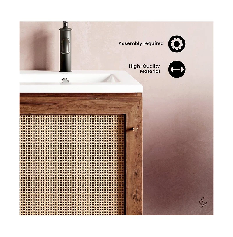 Swiss Madison Classe 18" Freestanding Bathroom Vanity in Brown Oak with Sink Top