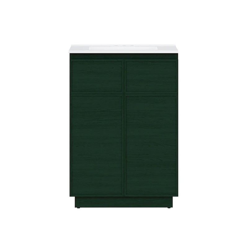 Swiss Madison24" Freestanding Bathroom Vanity in Oak with 3-Hole Centerset Sink Top