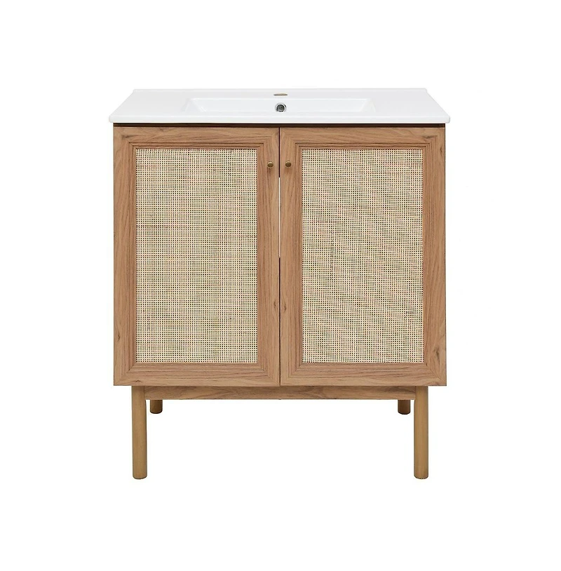 Swiss MadisonClasse 30" Freestanding Bathroom Vanity in Golden Oak with Sink Top