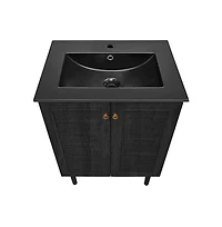 Swiss MadisonBron 24" Freestanding Bathroom Vanity in Oak with Black Sink Top