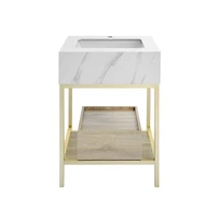 Swiss Madison Beau 24" Open Shelf Natural Oak Frame Freestanding Bathroom Vanity with Sink Top