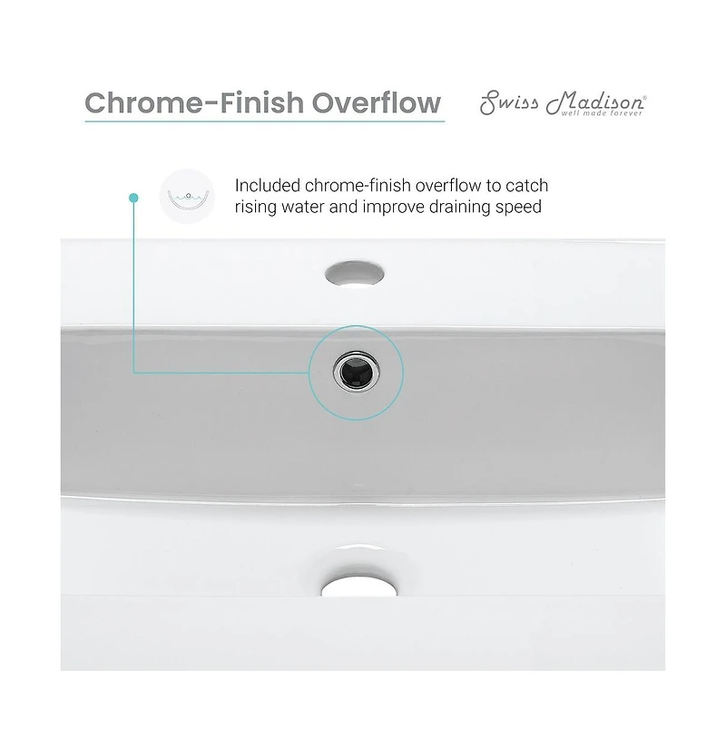 Swiss Madison Cannes 24" Freestanding Bathroom Vanity in White with Sink Top