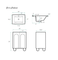 Swiss Madison Plaisir Ii 24" Freestanding Bathroom Vanity in Brown Oak with Sink Top