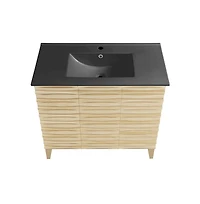 Swiss MadisonCascade 36 in. Natural oak Bathroom Vanity With Black Ceramic Sink Top