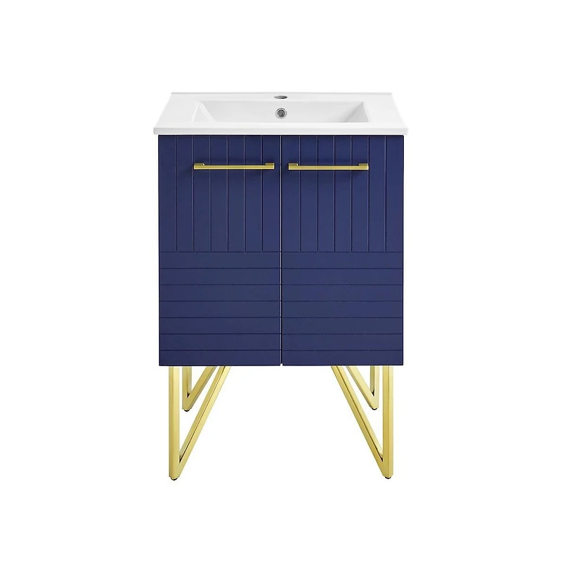 Swiss Madison Annecy 24" Freestanding Bathroom Vanity in Granger Blue with Sink Top