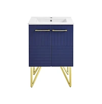 Swiss Madison Annecy 24" Freestanding Bathroom Vanity in Granger Blue with Sink Top