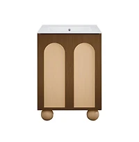 Swiss Madison 24" Freestanding Bathroom Vanity in Brown Oak with 3-Hole Widespread Sink Top