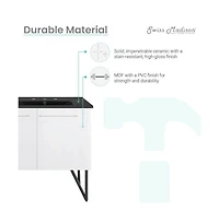 Swiss Madison 60 in. White, Double Basin Bathroom Vanity, Black, 3-Hole Sink Top