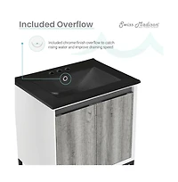 Swiss Madison Marseille 24 in. Gray Oak Bathroom Vanity With Black, 3-Hole Ceramic Sink Top