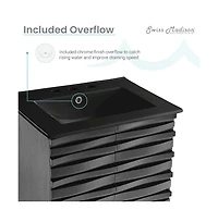 Swiss Madison Cascade 24 in. Black Oak Bathroom Vanity With Black, 3-Hole Ceramic Sink Top