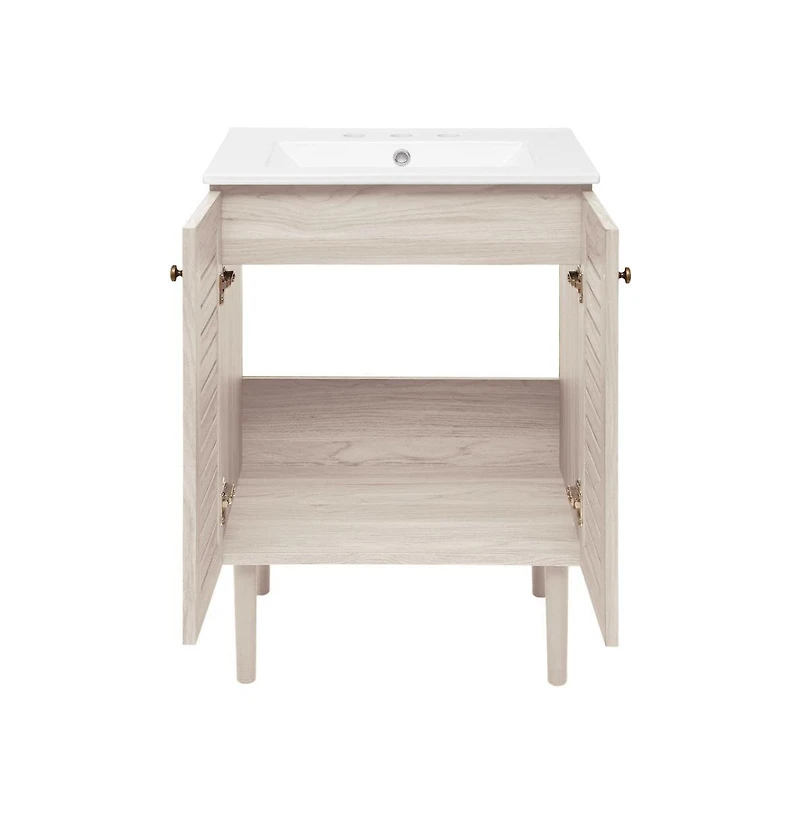 Swiss Madison 24" Freestanding Bathroom Vanity in White Oak with 3-Hole Widespread Sink Top