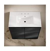 Swiss Madison 36" Freestanding Bathroom Vanity in Black Oak with 3-Hole Widespread Sink Top