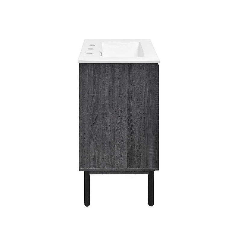 Swiss Madison 24" Freestanding Bathroom Vanity in Black Oak with 3-Hole Centerset Sink Top