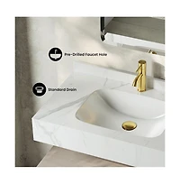 Swiss Madison Avancer 36" Wall-Mounted Bathroom Vanity in White Oak with White Marble Sink Top