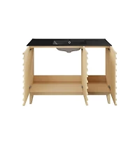 Swiss Madison Cascade 48 in. Natural Oak Bathroom Vanity With Black Ceramic Sink Top
