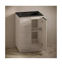 Swiss Madison St. Tropez 24" Freestanding Bathroom Vanity in White Oak with Black Sink Top