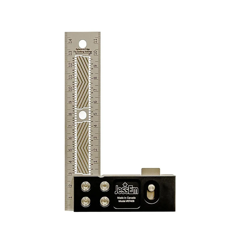 JessEm 07406 150mm Stainless Steel Precision Square Measuring Tool Ruler with Patented Flex Grip and Fade Resistant Markings - Metric