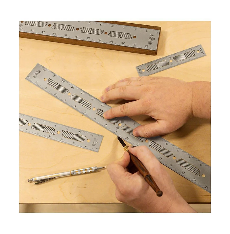 JessEm 07412 Stainless Steel 18 Inch Precision Ruler with Patented Flex Grip and Fade Resistant Markings