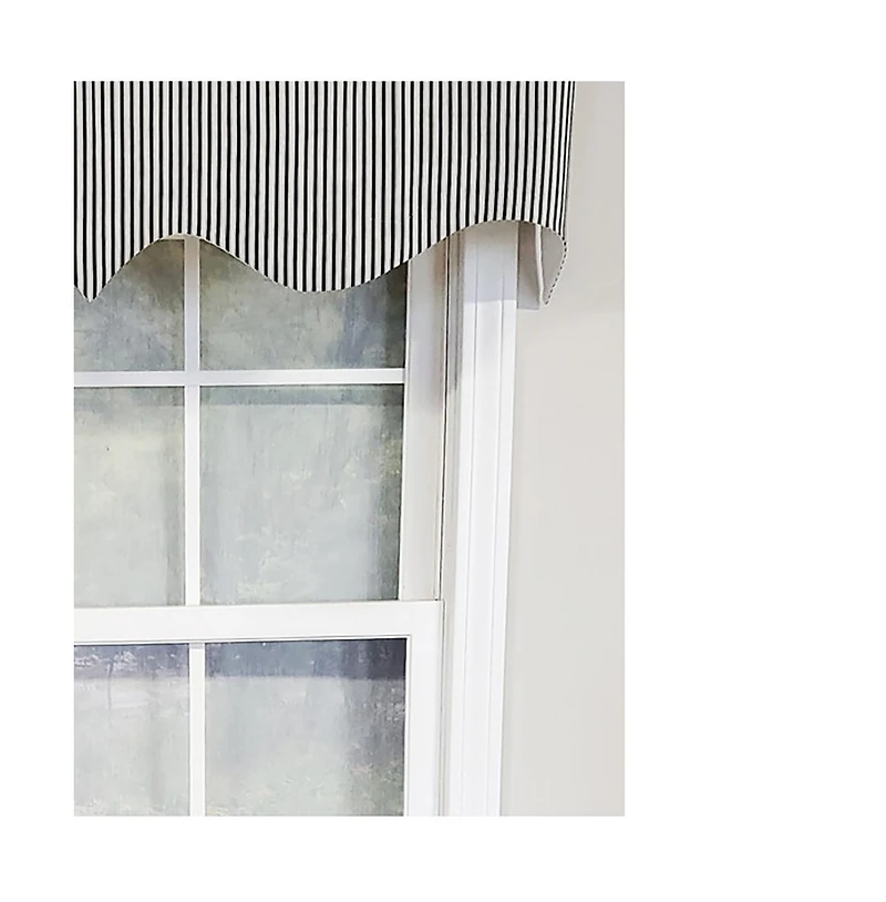 Rlf Home Luxurious Modern Design Classic Mg-Ticking Stripe Regal Style Window Valance 50" x 17" Blue