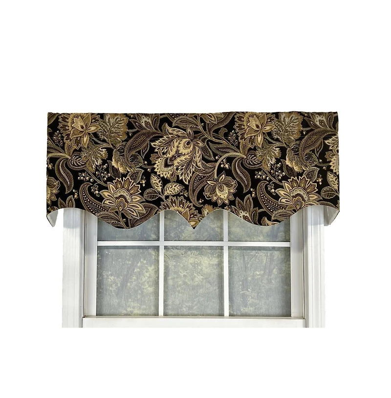 Rlf Home Valdosta Regal Style 3" Rod Pocket Valance 50" x 17" Black by Rlf Home