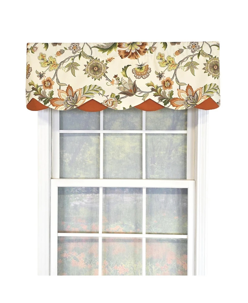 Rlf Home 100% Cotton Zanzibar Petticoat With Poly/Cotton lining Rod Pocket Valance 50" x 17" Orange