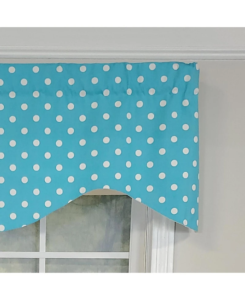 Rlf Home Polka Dot Cornice 100% Cotton with Fully Lined 3" Rod Pocket Valnance for Windows 50" x 17" Baby Blue