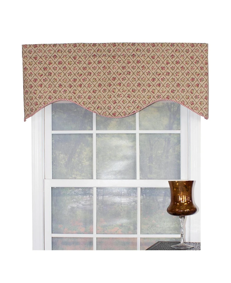 Rlf Home Petite Corded Cornice 100% Cotton with Fully Lined 3" Rod Pocket Valnance for Windows 50" x 17" Harvest
