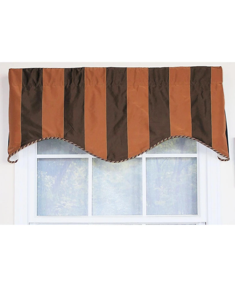Rlf Home Pascal Corded Cornice 100% Cotton with Fully Lined 3" Rod Pocket Valnance for Windows 50" x 17" Chocolate