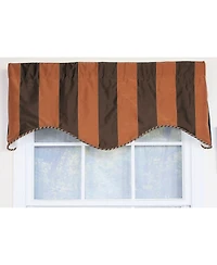 Rlf Home Pascal Corded Cornice 100% Cotton with Fully Lined 3" Rod Pocket Valnance for Windows 50" x 17" Chocolate