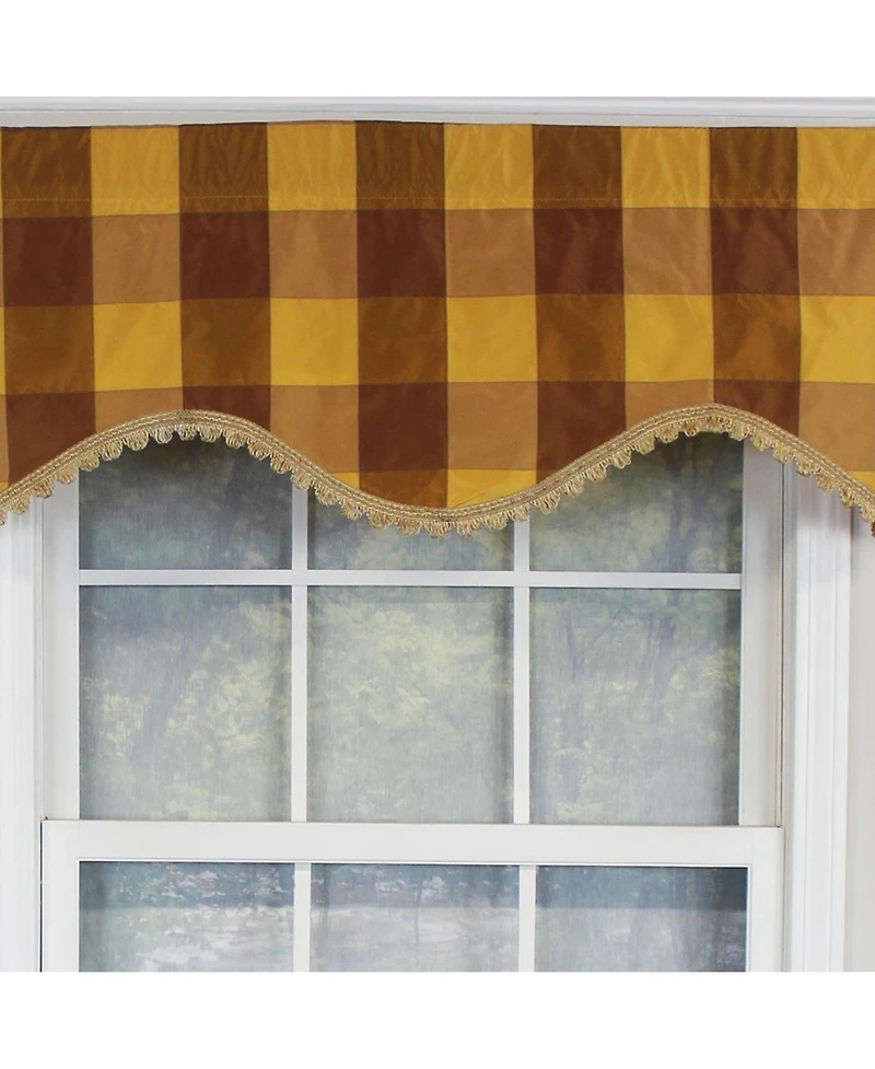 Rlf Home Pascal Trimmed Cornice 100% Cotton with Fully Lined 3" Rod Pocket Valnance for Windows 50" x 17" Bronze
