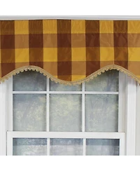 Rlf Home Pascal Trimmed Cornice 100% Cotton with Fully Lined 3" Rod Pocket Valnance for Windows 50" x 17" Bronze