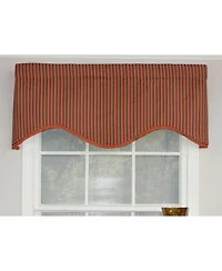 Rlf Home Olivia Stripe Trimmed Cornice 100% Cotton with Fully Lined 3" Rod Pocket Valnance for Windows 50" x 17" Multi