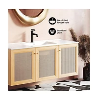 Swiss Madison Classe 48" Wall-Mounted Bathroom Vanity in Natural Oak