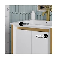Swiss Madison Marseille 24" Bathroom Vanity in White and Brushed Gold