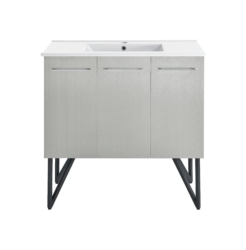 Swiss Madison Annecy 36" Freestanding Bathroom Vanity in Gray with Sink Top
