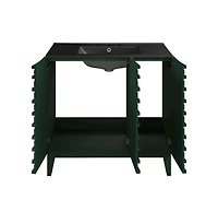 Swiss Madison 36" Freestanding Bathroom Vanity in Green Oak, Black 3-Hole Widespread Sink Top