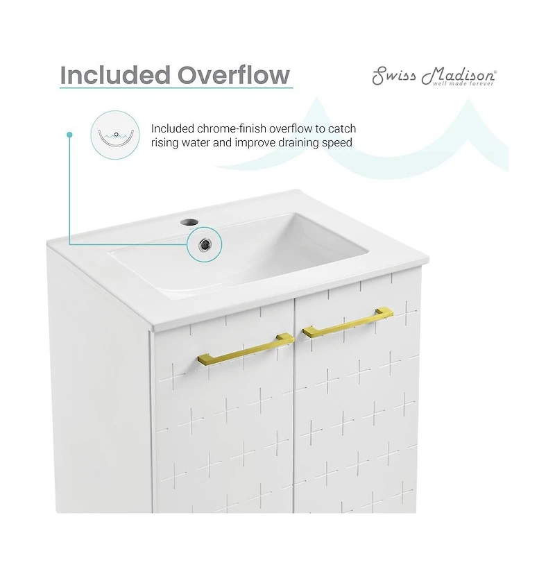 Swiss Madison Annecy 24" Freestanding Bathroom Vanity in Galaxy White with Sink Top