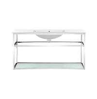 Pierre 48 Single, Open Shelf, Chrome Metal Frame Bathroom Vanity