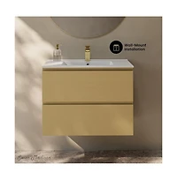 Swiss Madison Liberte 30" Wall-Mounted Bathroom Vanity in Natural Oak with Sink Top