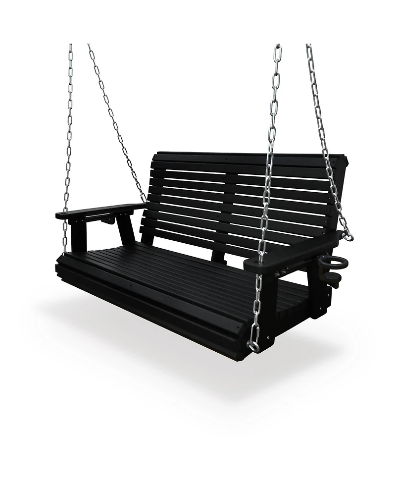 2-Seater 4 Ft Hdpe Porch Swing, for Outdoor Patio Garden Yard (Darknight Black)