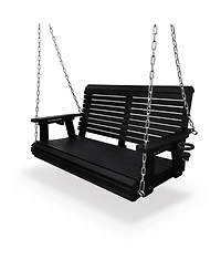 2-Seater 4 Ft Hdpe Porch Swing, for Outdoor Patio Garden Yard (Darknight Black)