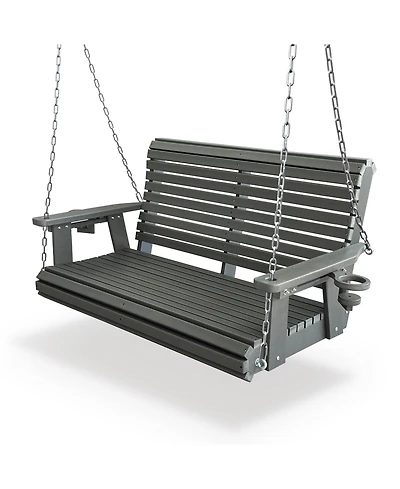 2-Seater 4 Ft Hdpe Porch Swing, for Outdoor Patio Garden Yard (Darknight Black)