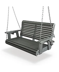 2-Seater 4 Ft Hdpe Porch Swing, for Outdoor Patio Garden Yard (Darknight Black)