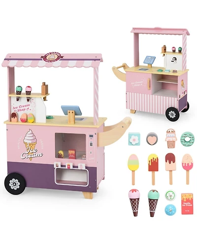 Kids Ice Cream Truck Pretend Play Set for Toddlers with Vending Machine