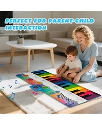 Mecale Floor Piano Dance Mat for Kids Musical Playmat with 8 Instrument Sounds