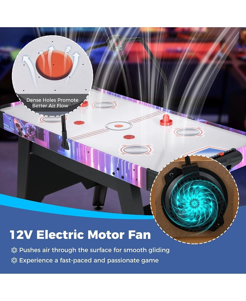 56 Inch Air Hockey Table with Led Digital Scoreboard and Powerful 12V Motor