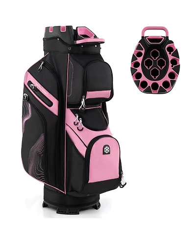 Molded Lock Top Golf Cart Bag with 14-Way Full Length Dividers and 11 Pockets